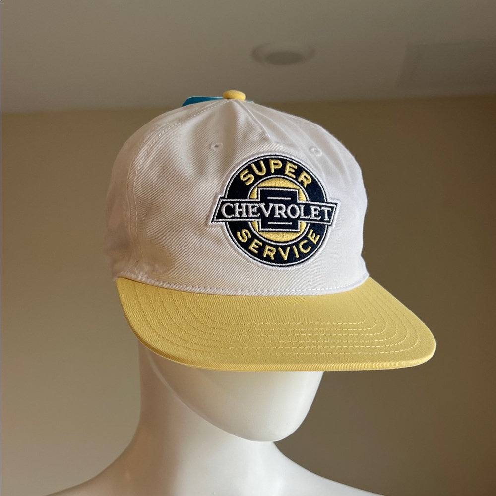 GM Chevrolet Super Service White and Yellow Cap